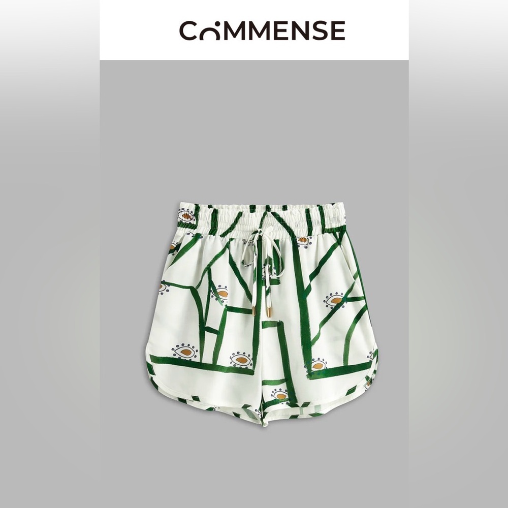 Commense Green and White Women's Shorts and Tank